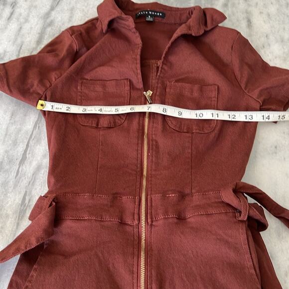 Haute Monde Brown Stretch Twill Romper Playsuit Utility
Size Small Zip Front - Picture 7 of 10